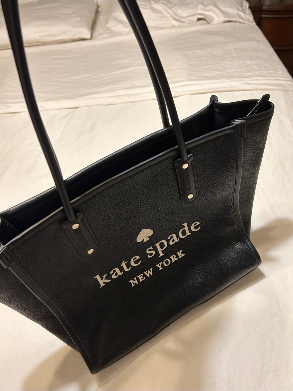 kate spade Black Leather Logo Tote